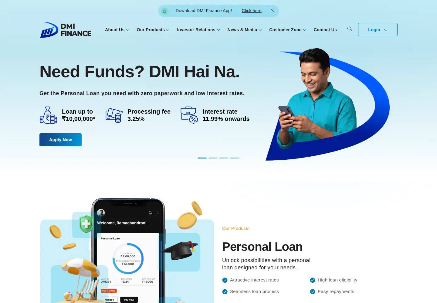 Screenshot of dmifinance.in