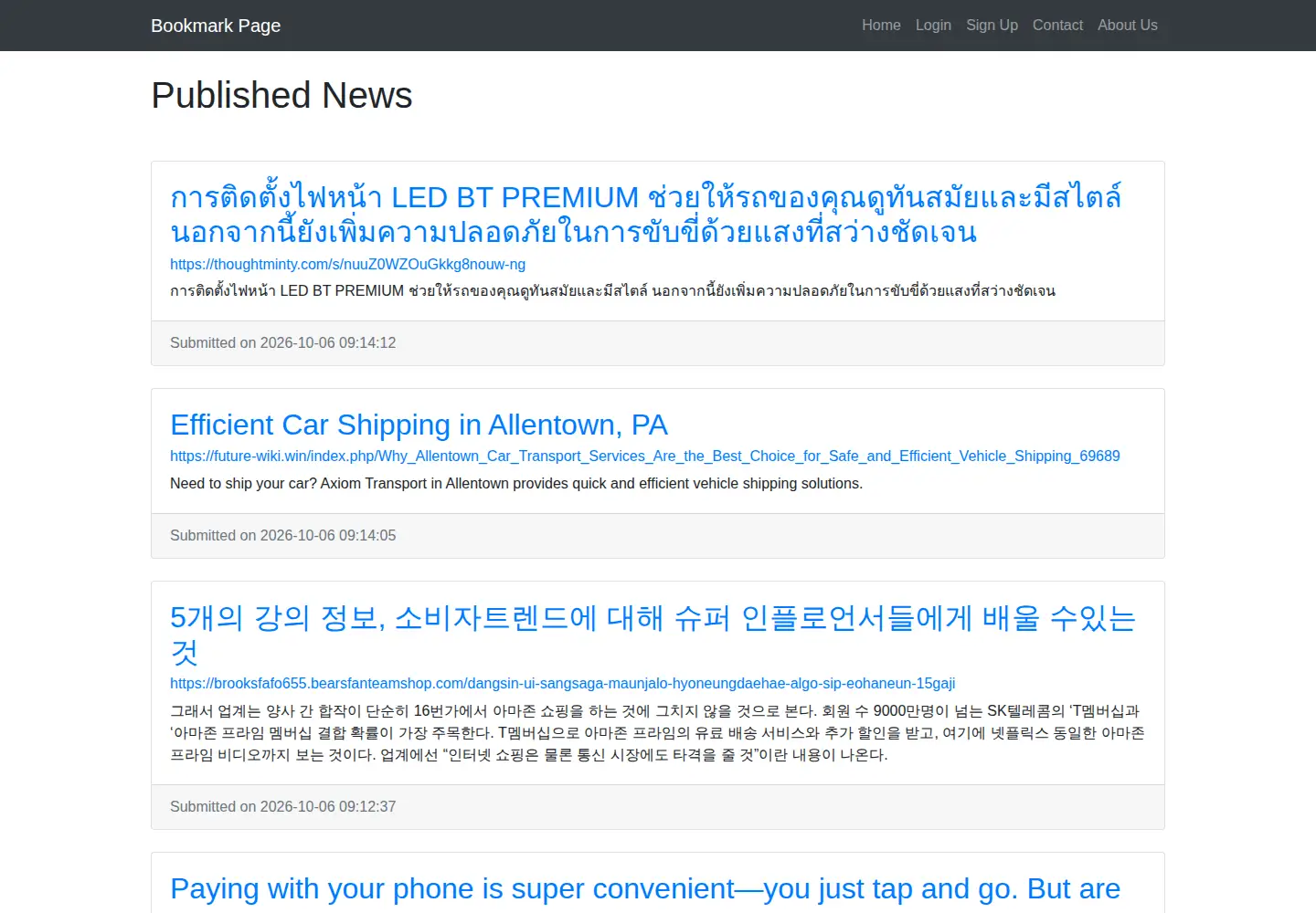 Screenshot of bookmarkpage.win