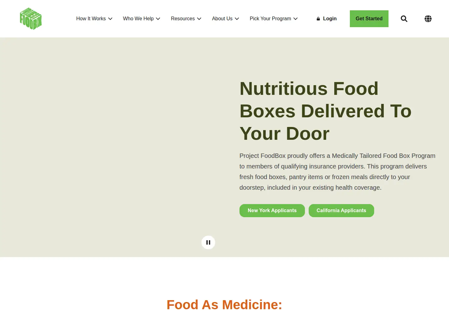 Screenshot of projectfoodbox.org