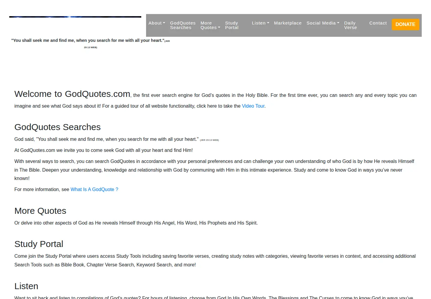 Captured homepage of godquotes.com in the current scan