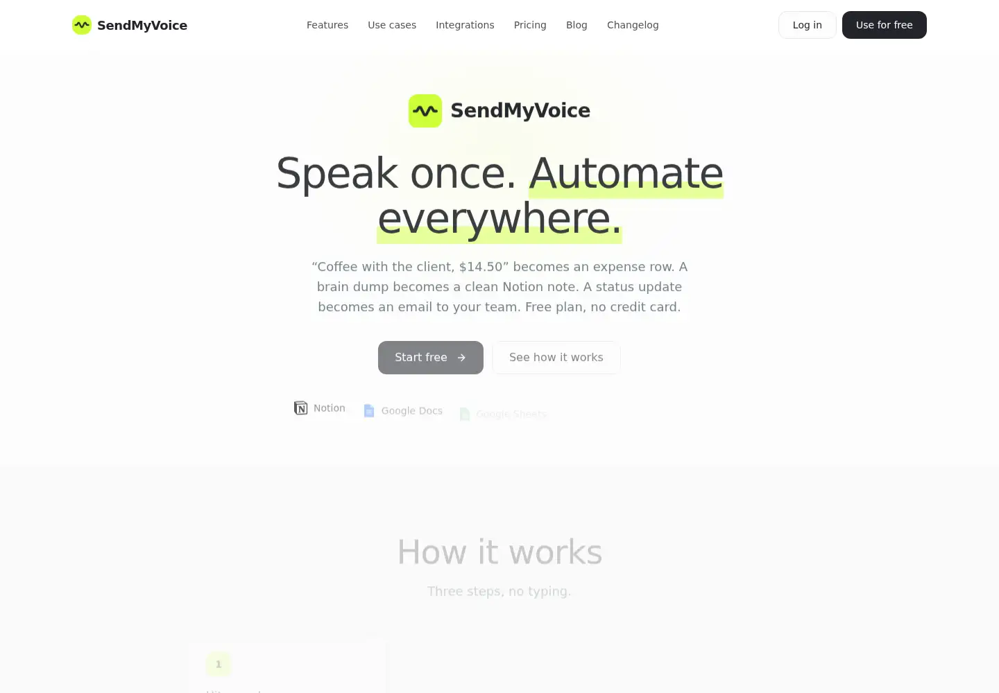 Screenshot of sendmyvoice.com