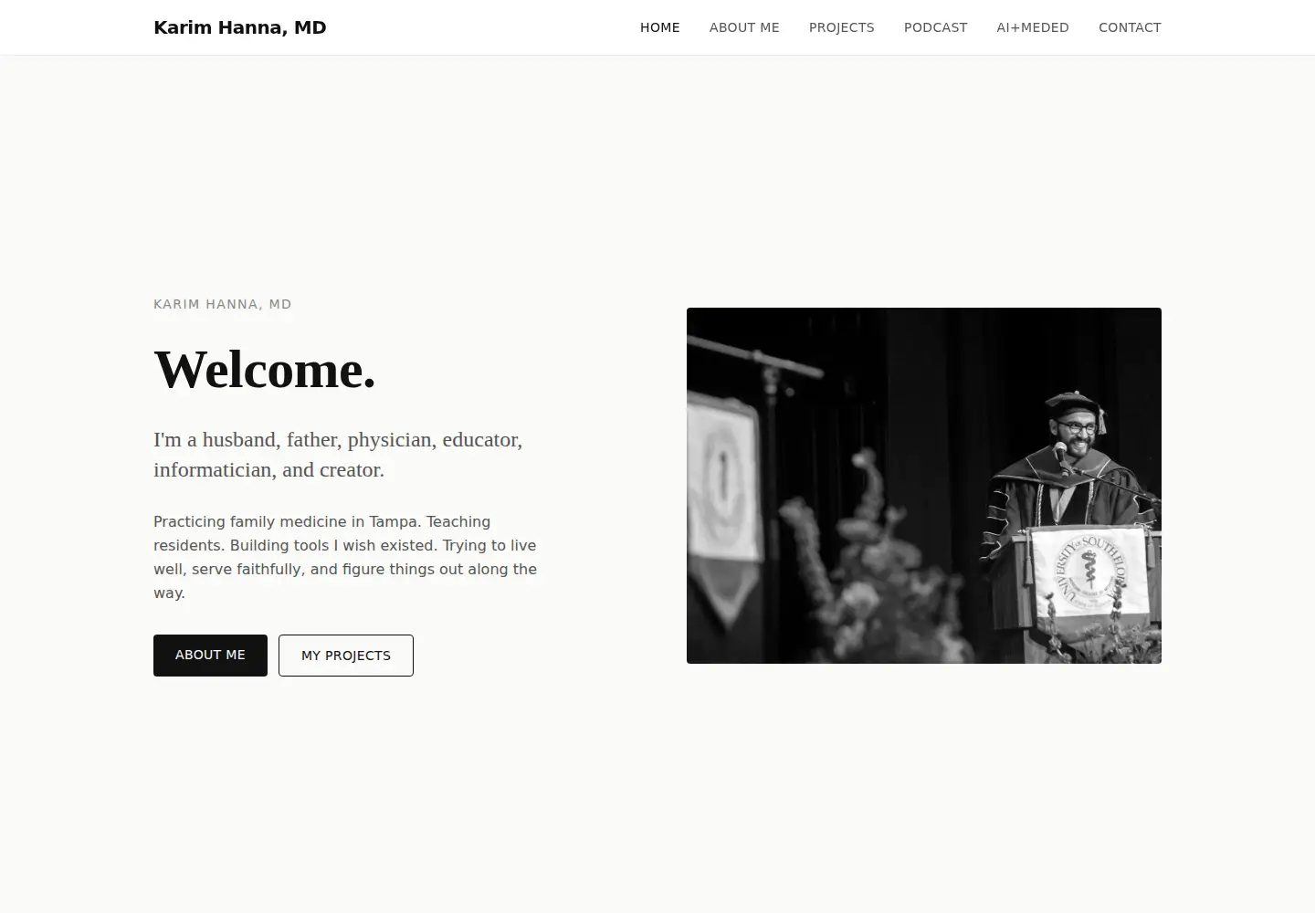 Captured homepage of karimhannamd.com in the current scan