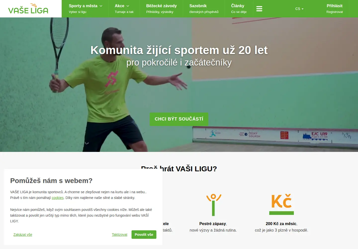Captured homepage of vaseliga.cz in the current scan