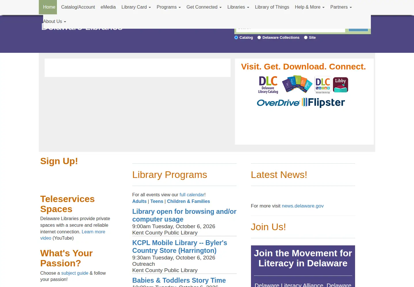 Screenshot of delawarelibraries.org