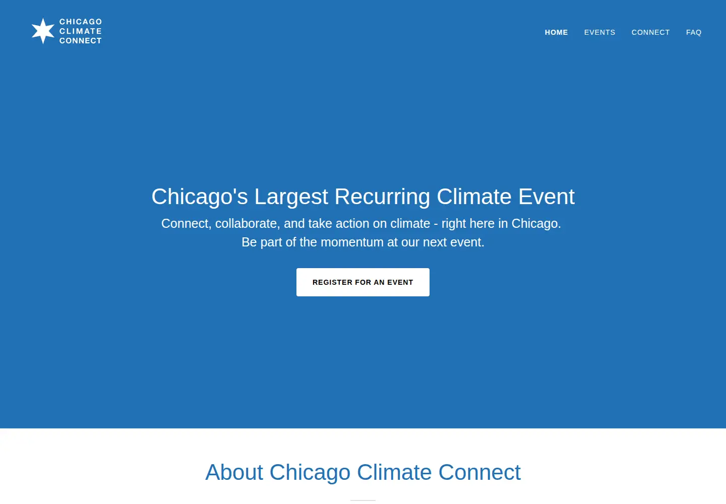 Captured homepage of chicagoclimateconnect.com in the current scan