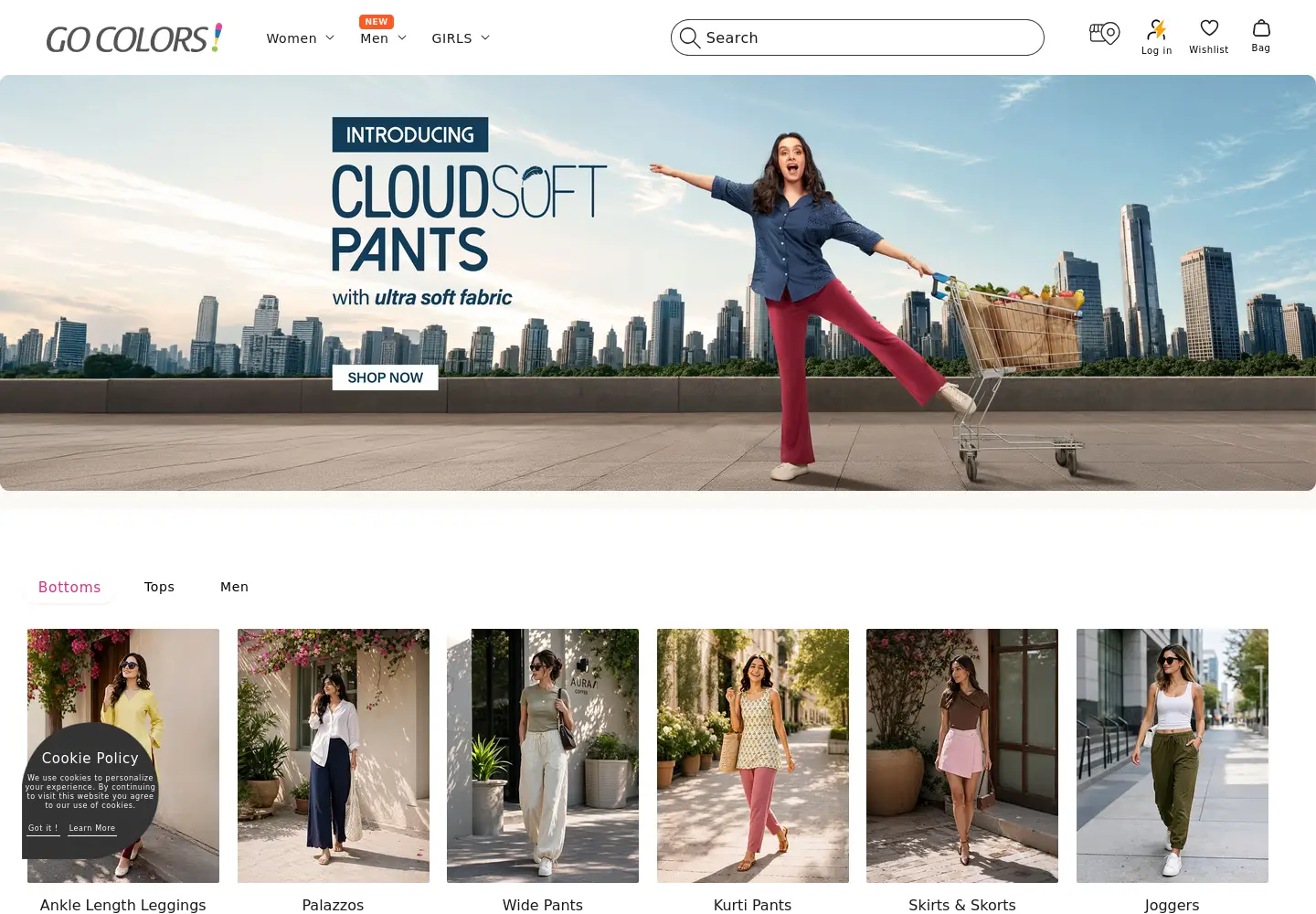 Captured homepage of gocolors.com in the current scan