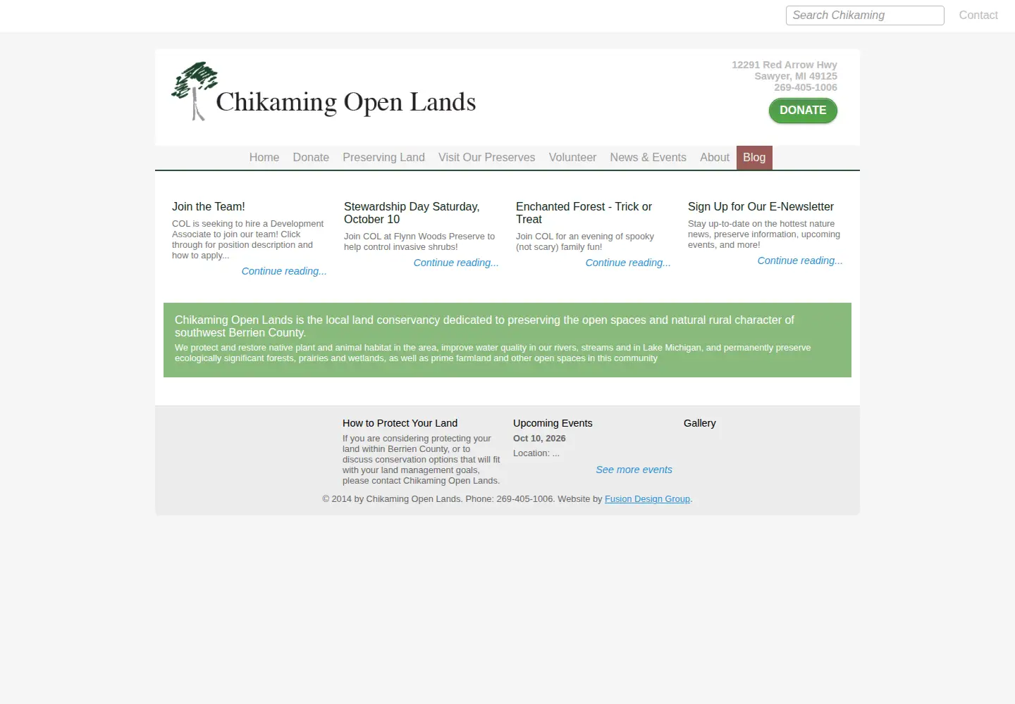 Screenshot of chikamingopenlands.org