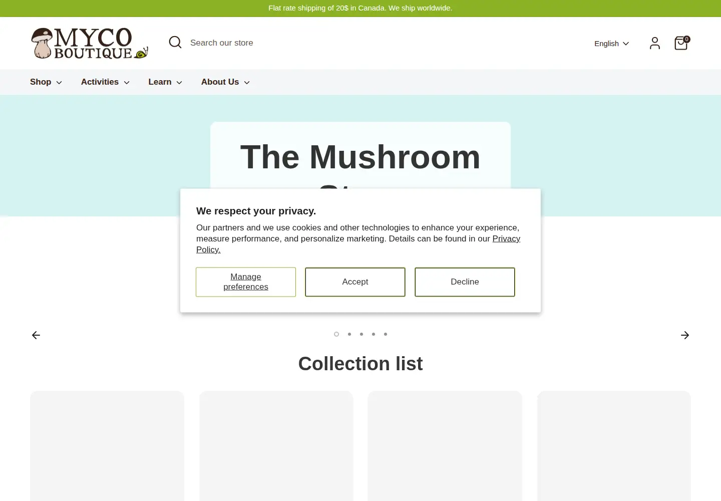 Screenshot of mycoboutique.com