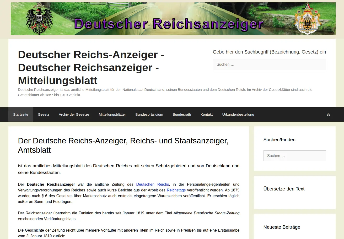 Screenshot of deutscher-reichsanzeiger.de