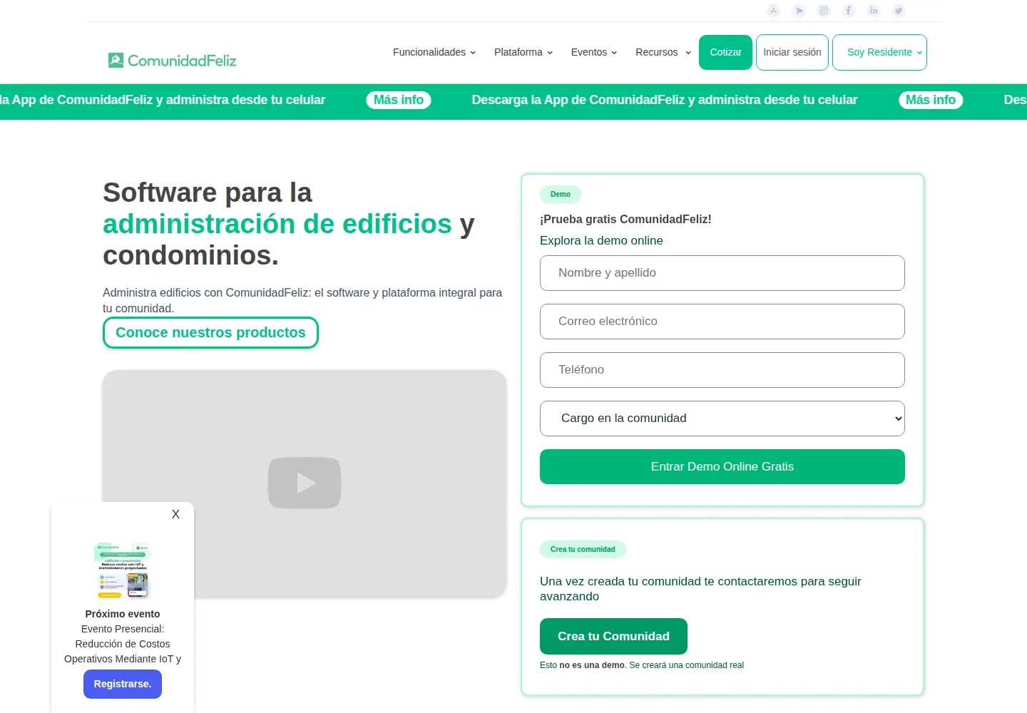 Captured homepage of comunidadfeliz.cl in the current scan