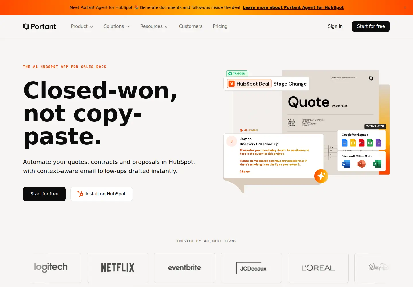 Captured homepage of portant.co in the current scan