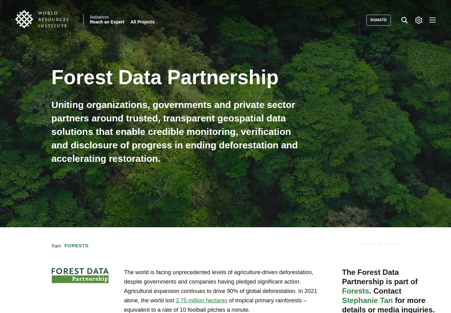 Captured homepage of forestdatapartnership.org in the current scan