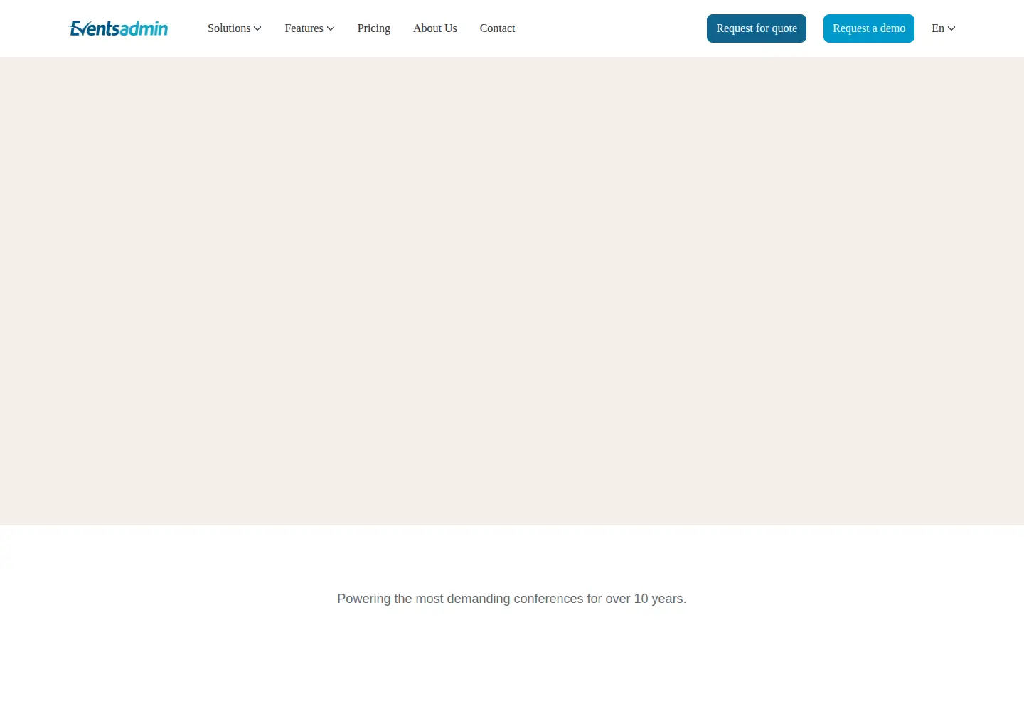 Captured homepage of eventsadmin.com in the current scan