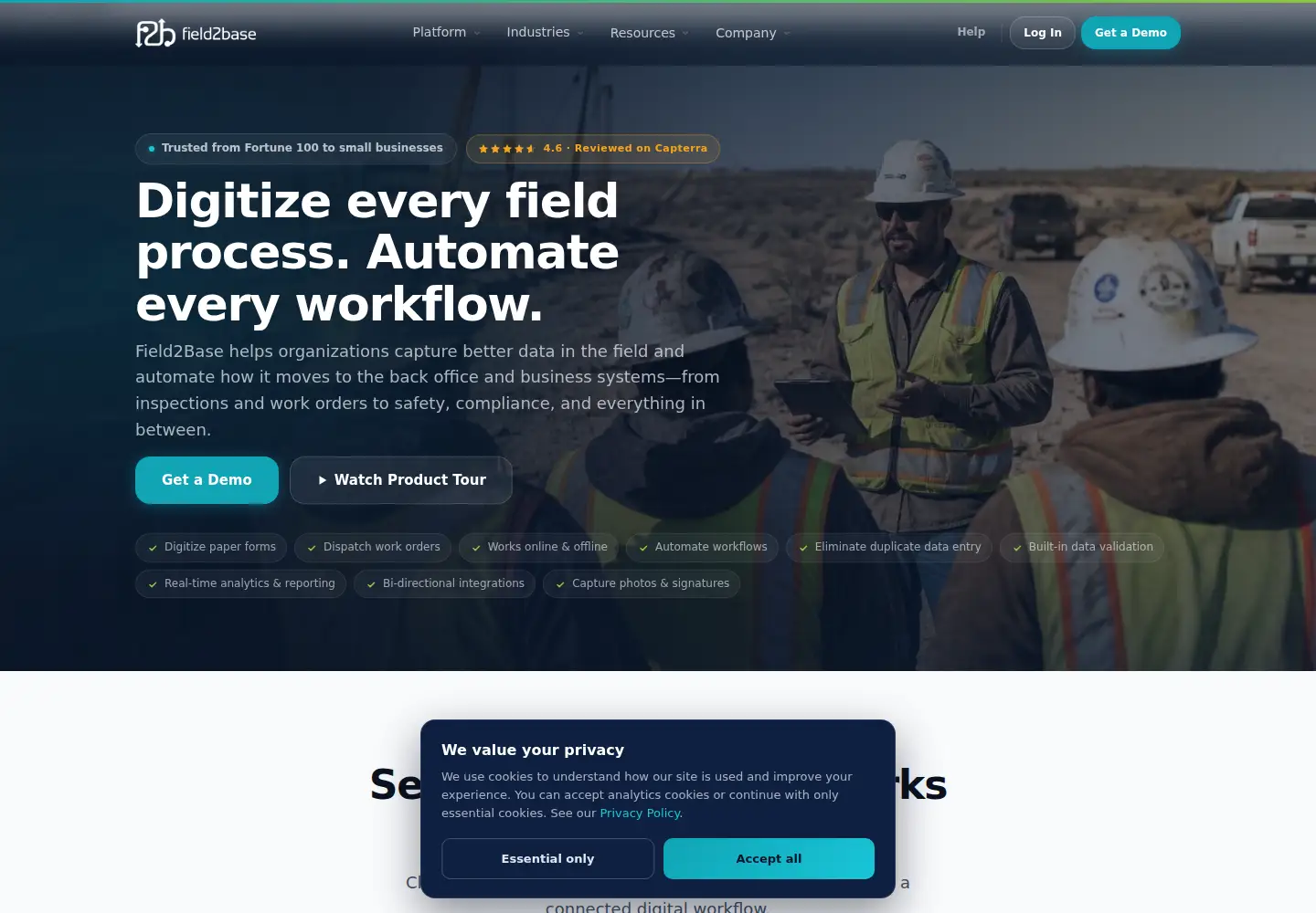 Captured homepage of field2base.com in the current scan
