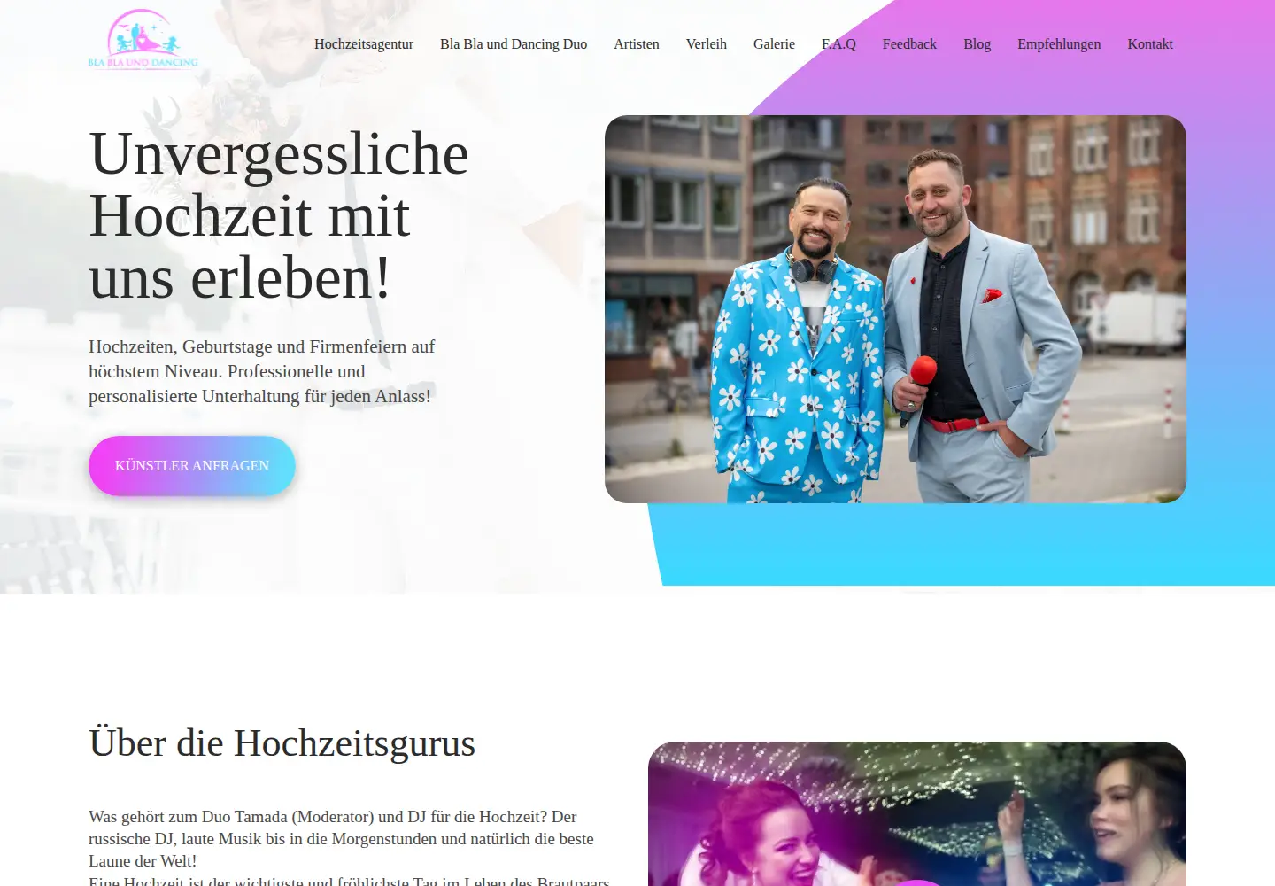 Captured homepage of hochzeitsgurus.de in the current scan