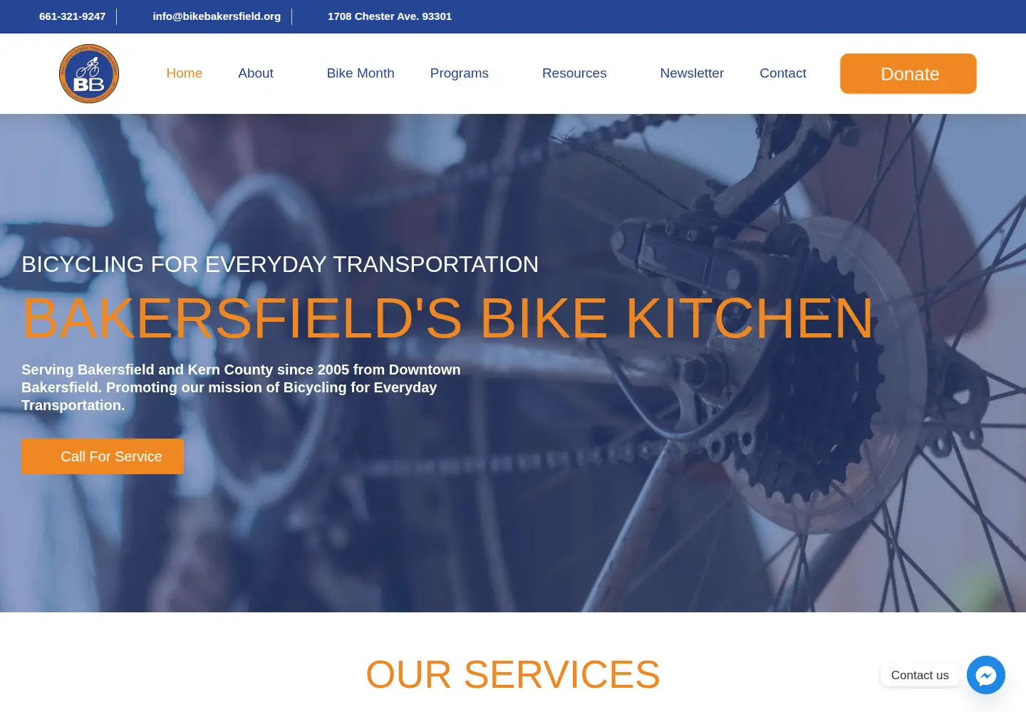 Captured homepage of bikebakersfield.org in the current scan
