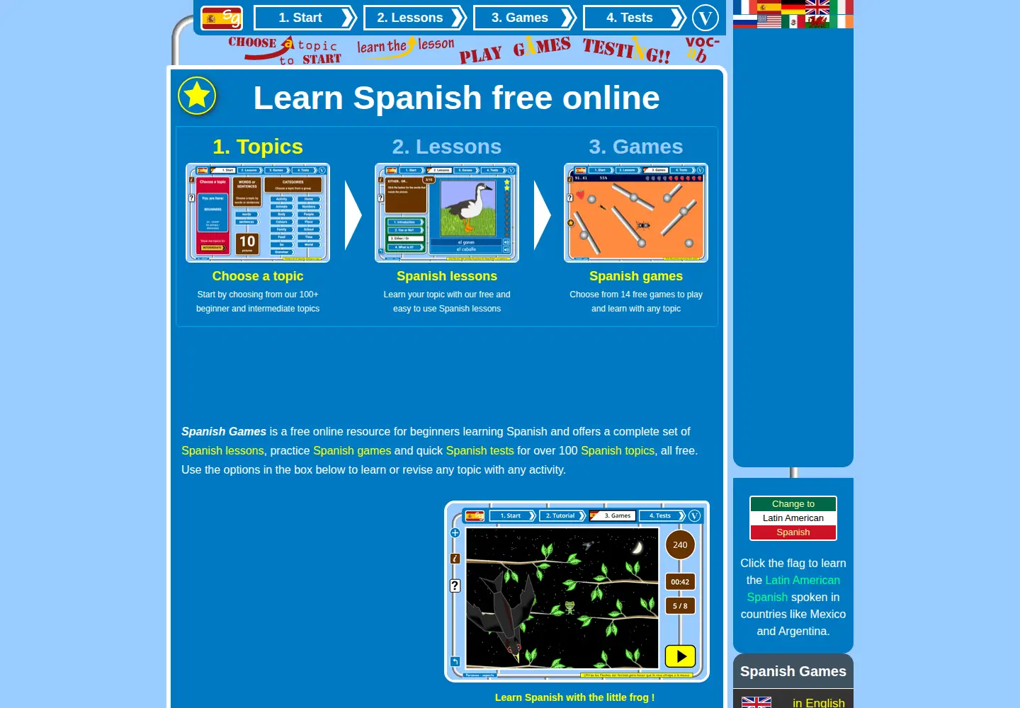 Screenshot of spanish-games.net