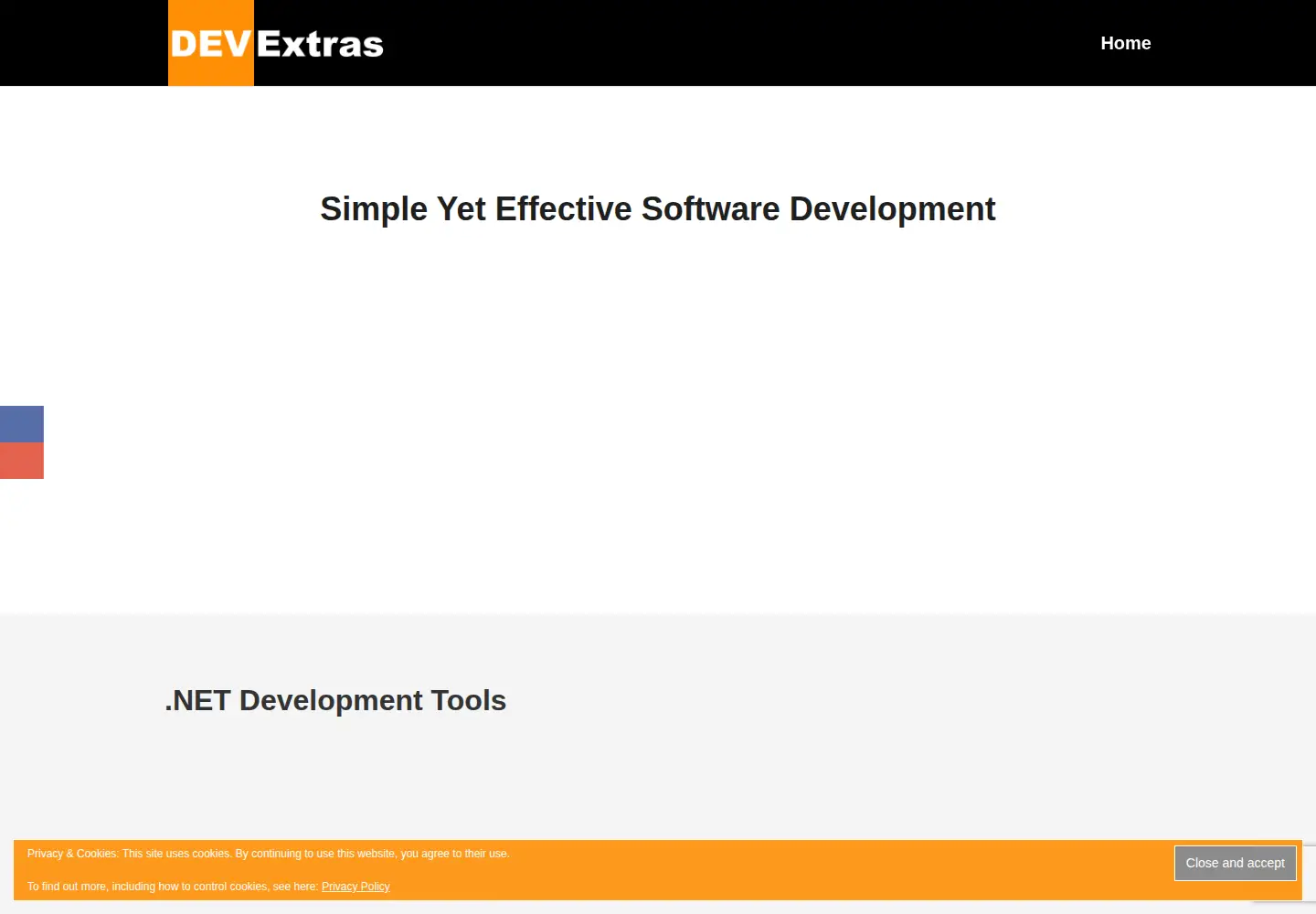 Captured homepage of devextras.com in the current scan