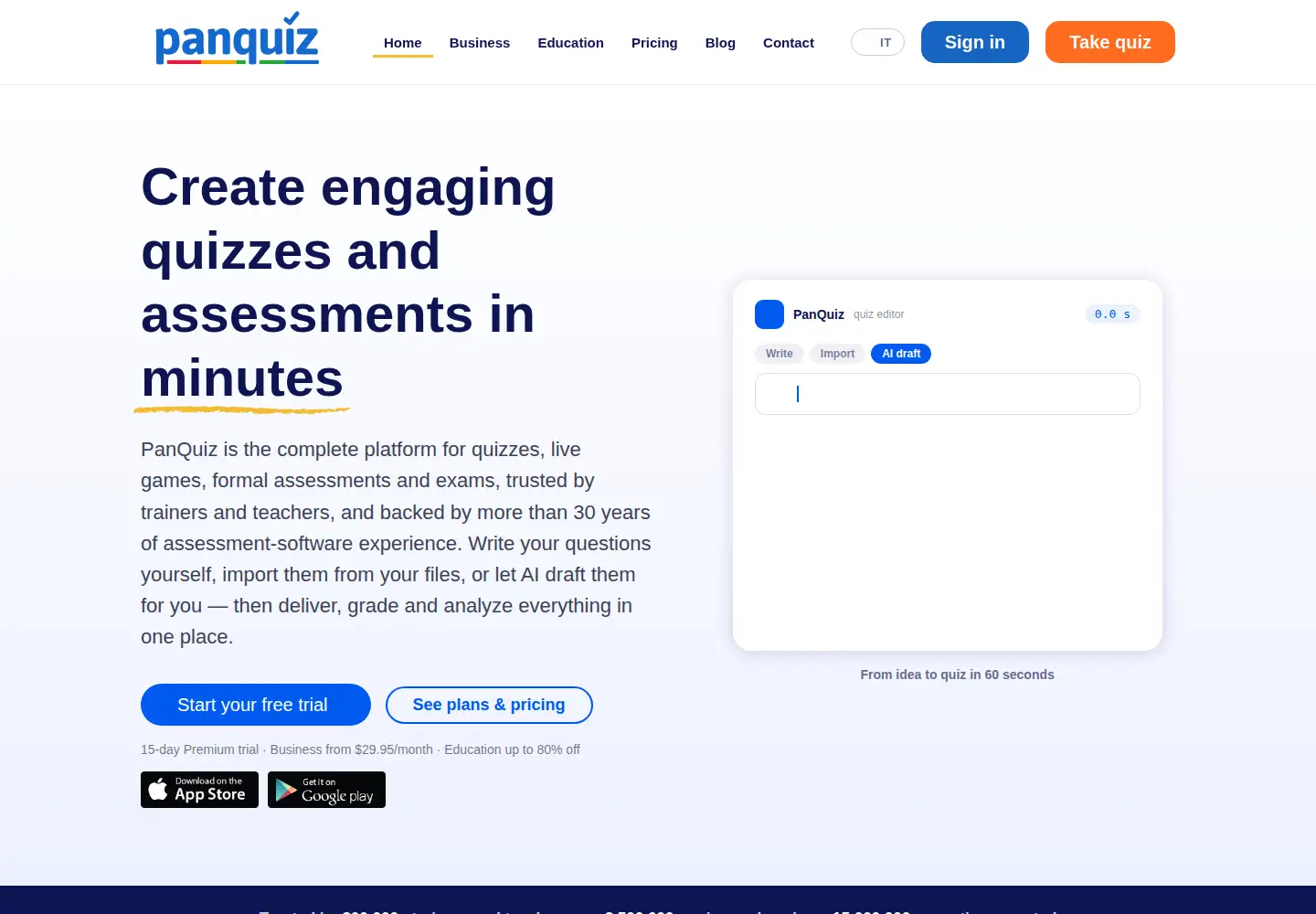 Captured homepage of panquiz.com in the current scan