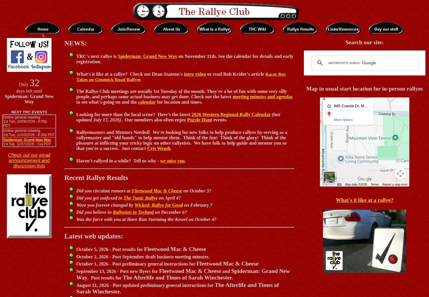 Screenshot of therallyeclub.org