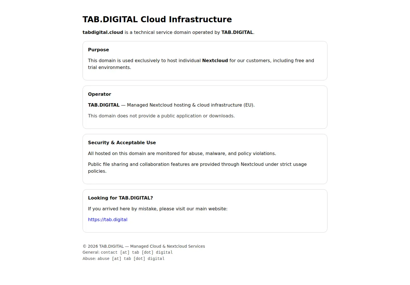 Screenshot of tabdigital.cloud