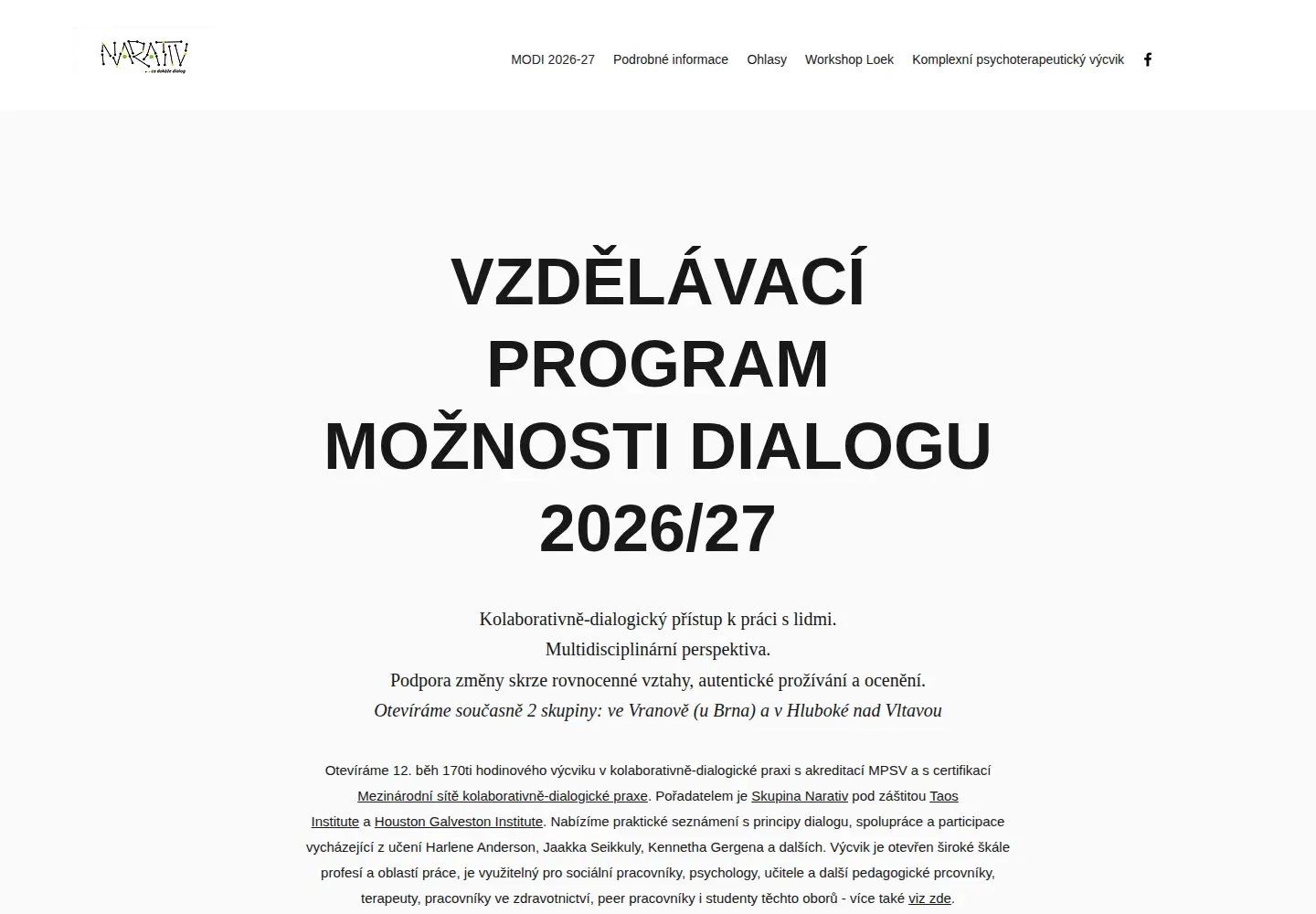 Captured homepage of moznostidialogu.cz in the current scan