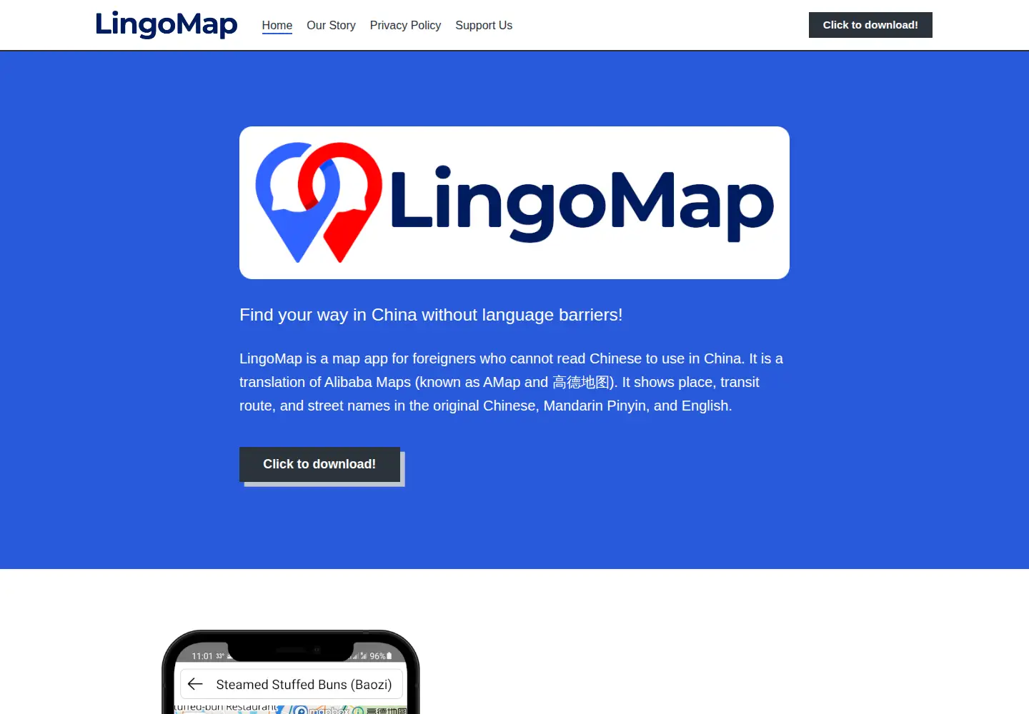 Captured homepage of lingomap.app in the current scan