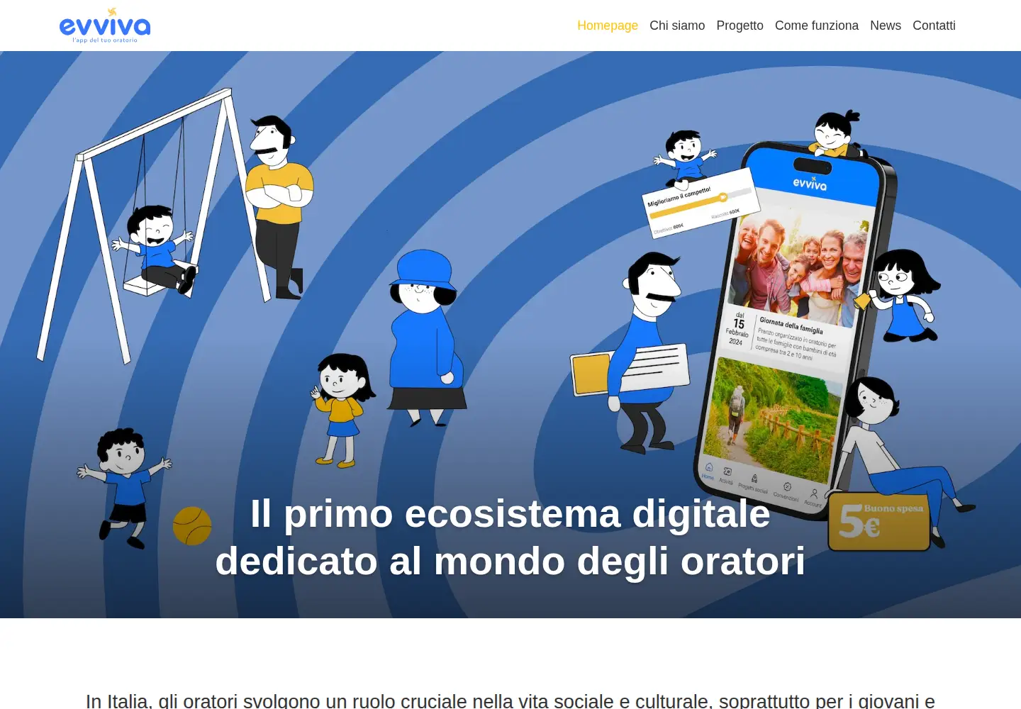 Captured homepage of evvivaoratori.it in the current scan
