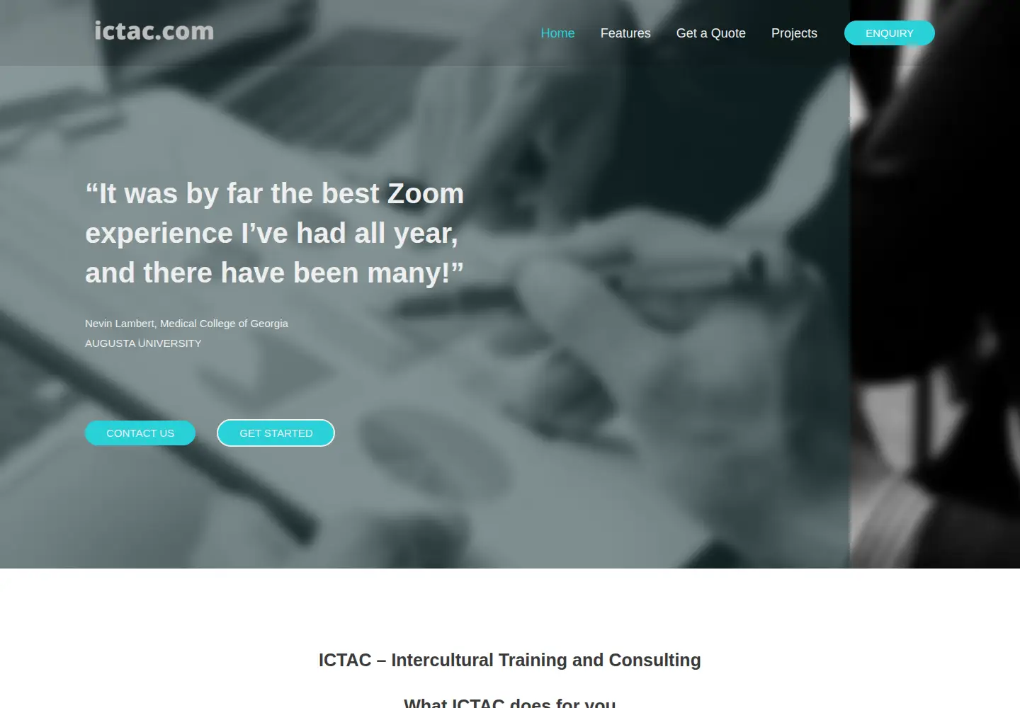 Captured homepage of ictac.com in the current scan