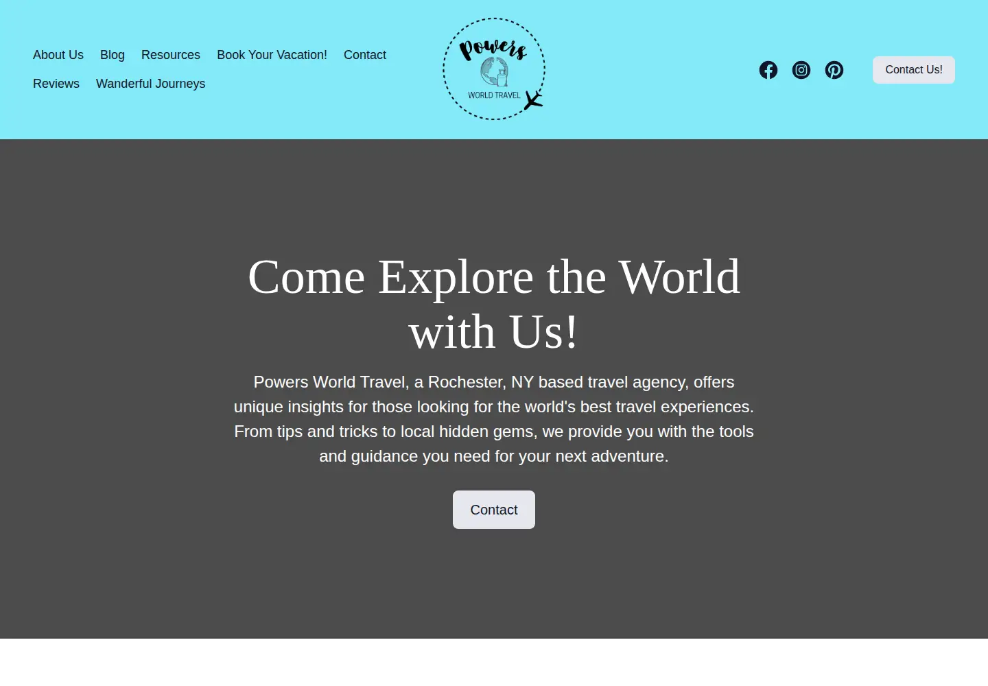 Captured homepage of powersworldtravel.com in the current scan