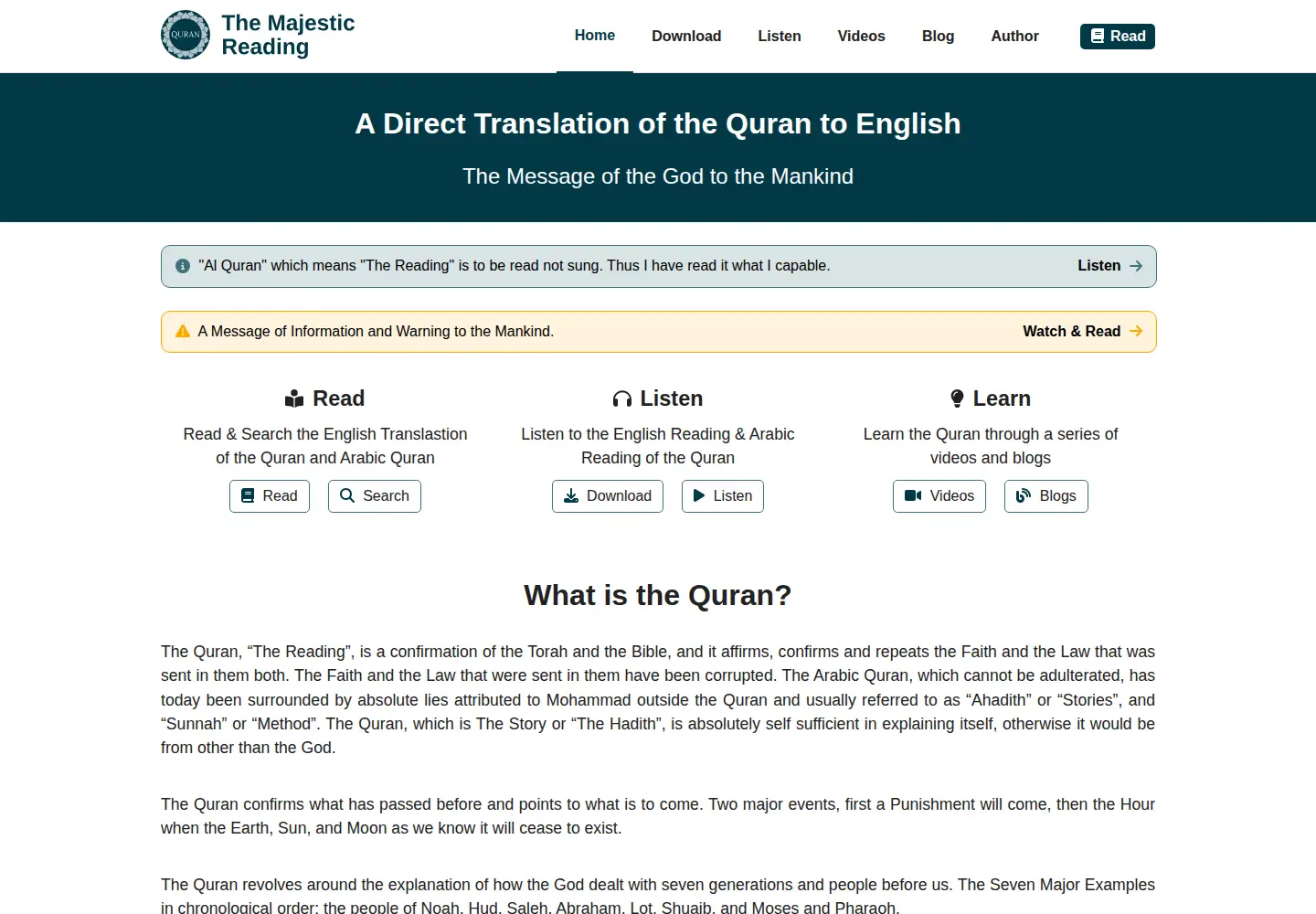 Captured homepage of themajesticreading.com in the current scan