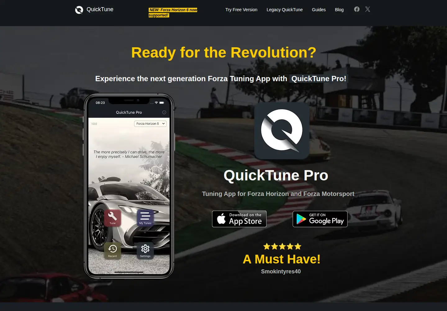 Captured homepage of forzaquicktune.com in the current scan