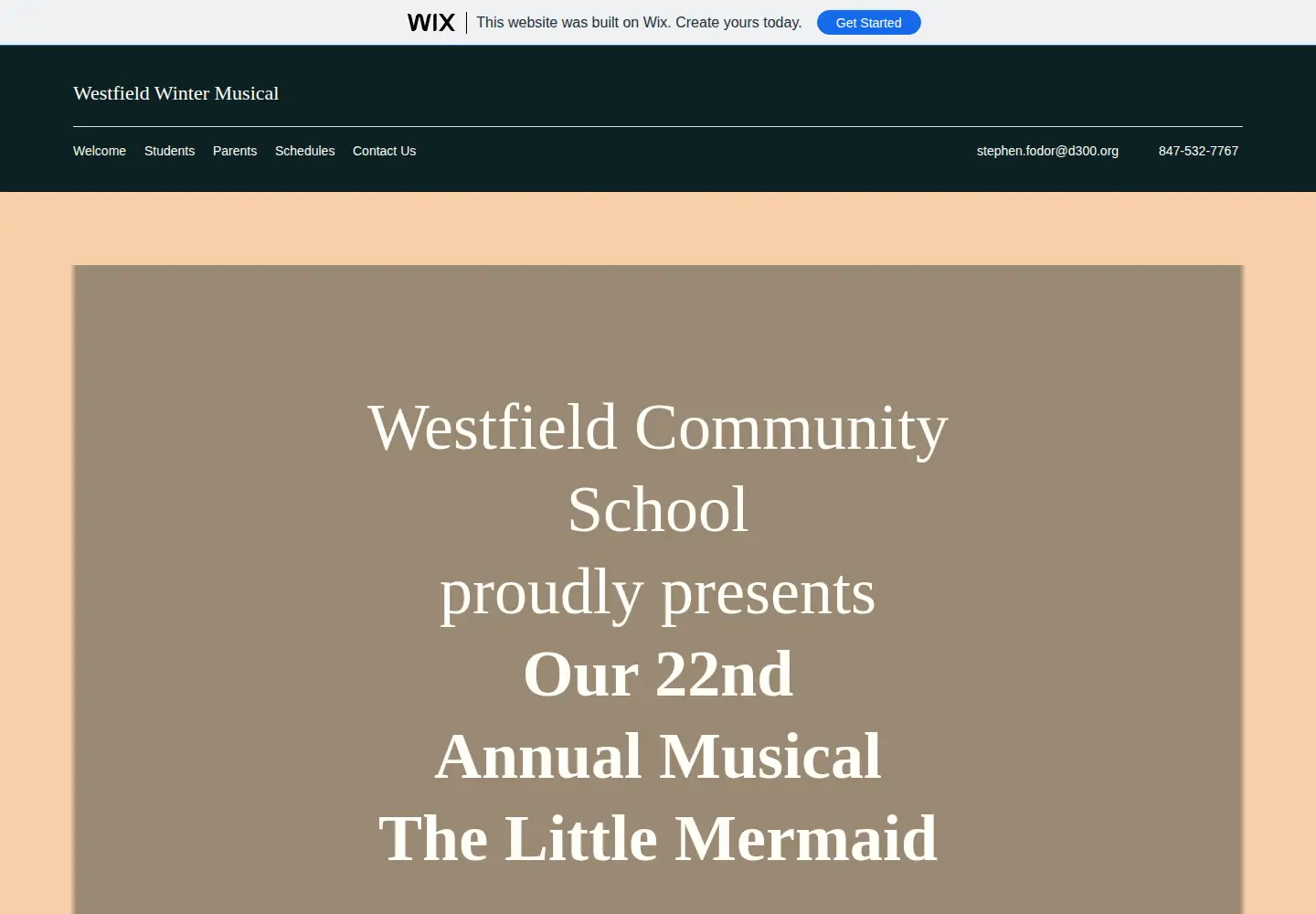 Captured homepage of wcsmusical.org in the current scan