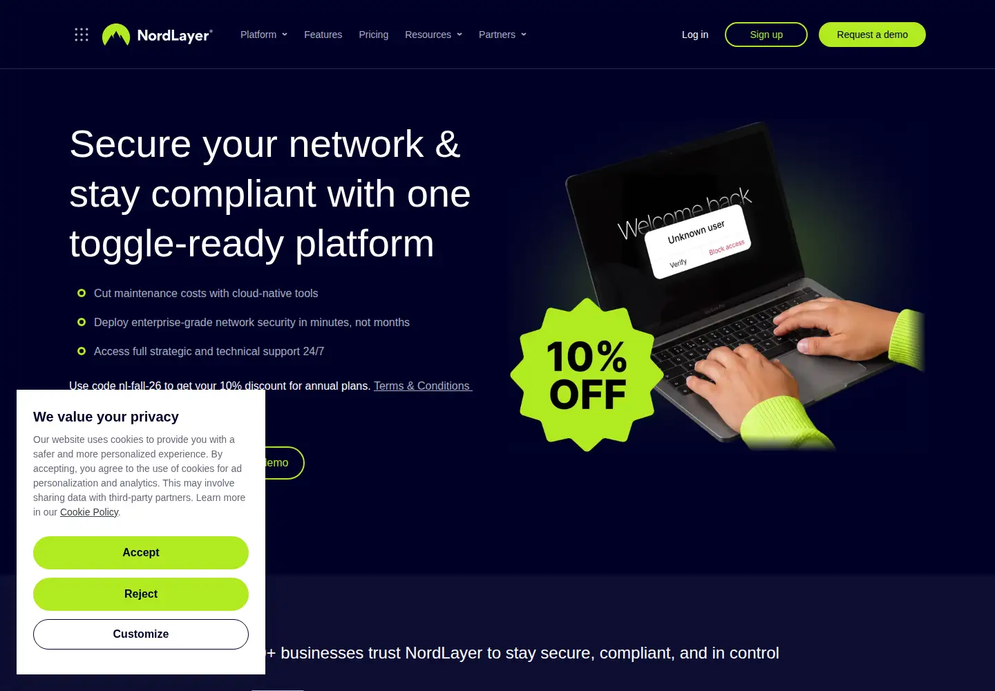 Screenshot of nordvpnteams.com