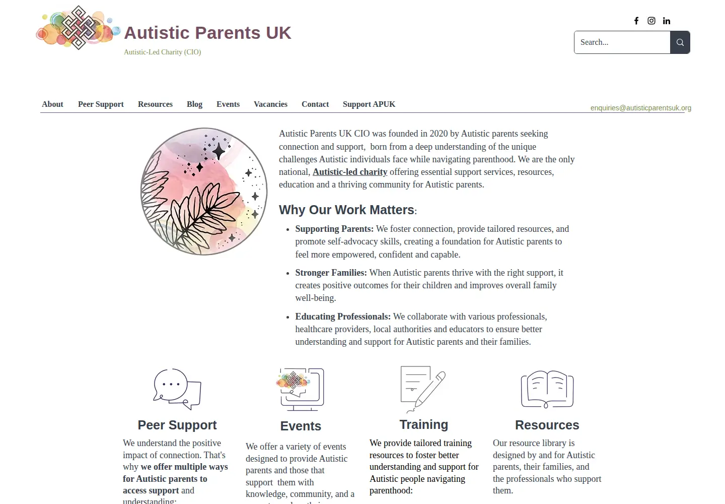 Captured homepage of autisticparentsuk.org in the current scan