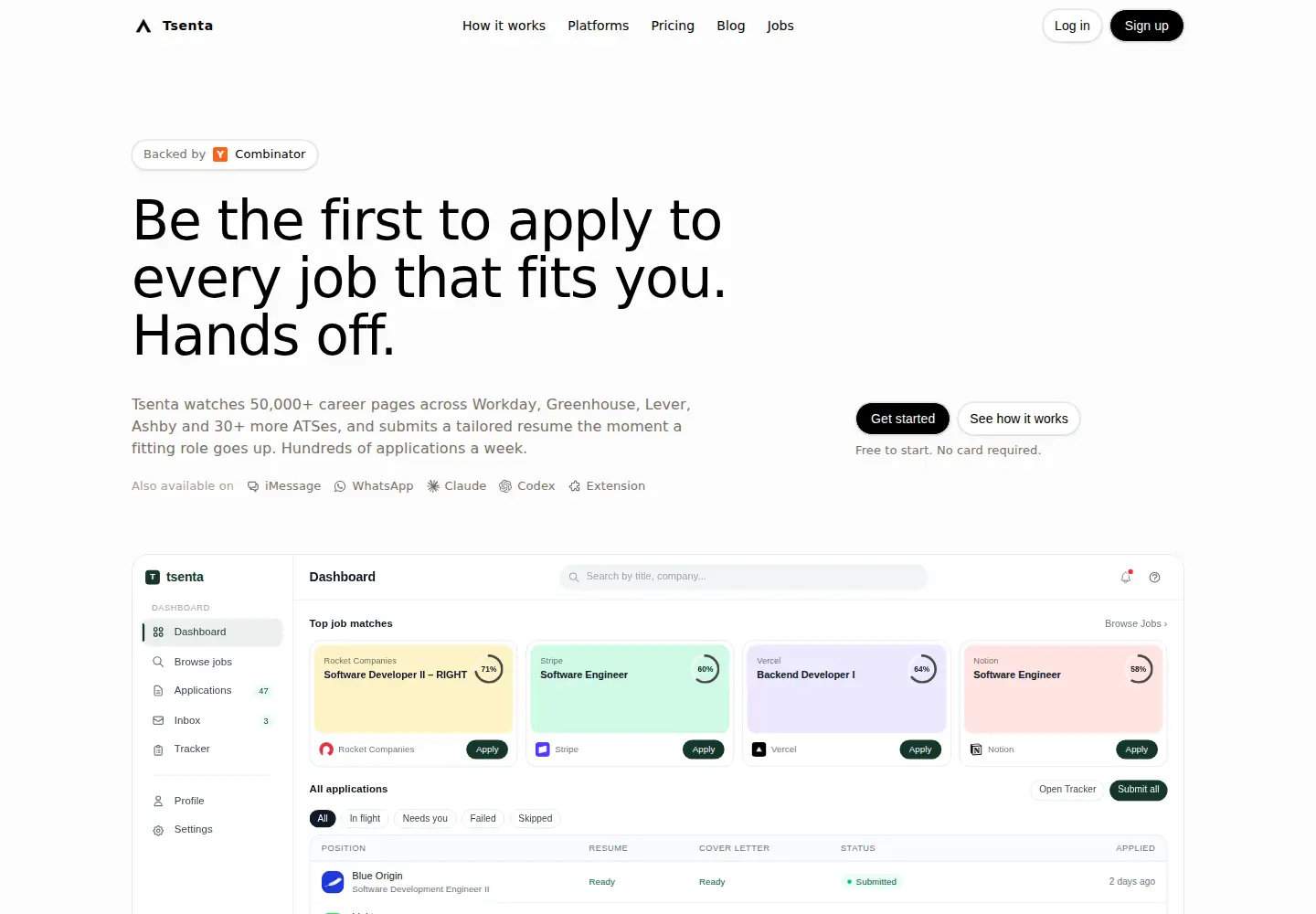 Screenshot of tsenta.com