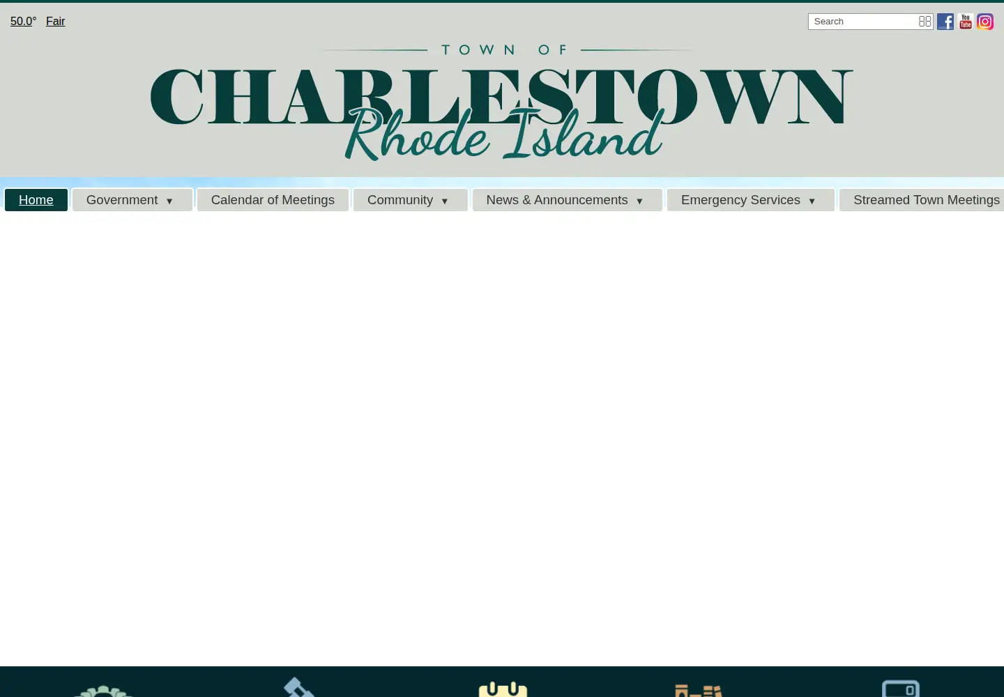Captured homepage of charlestownri.gov in the current scan