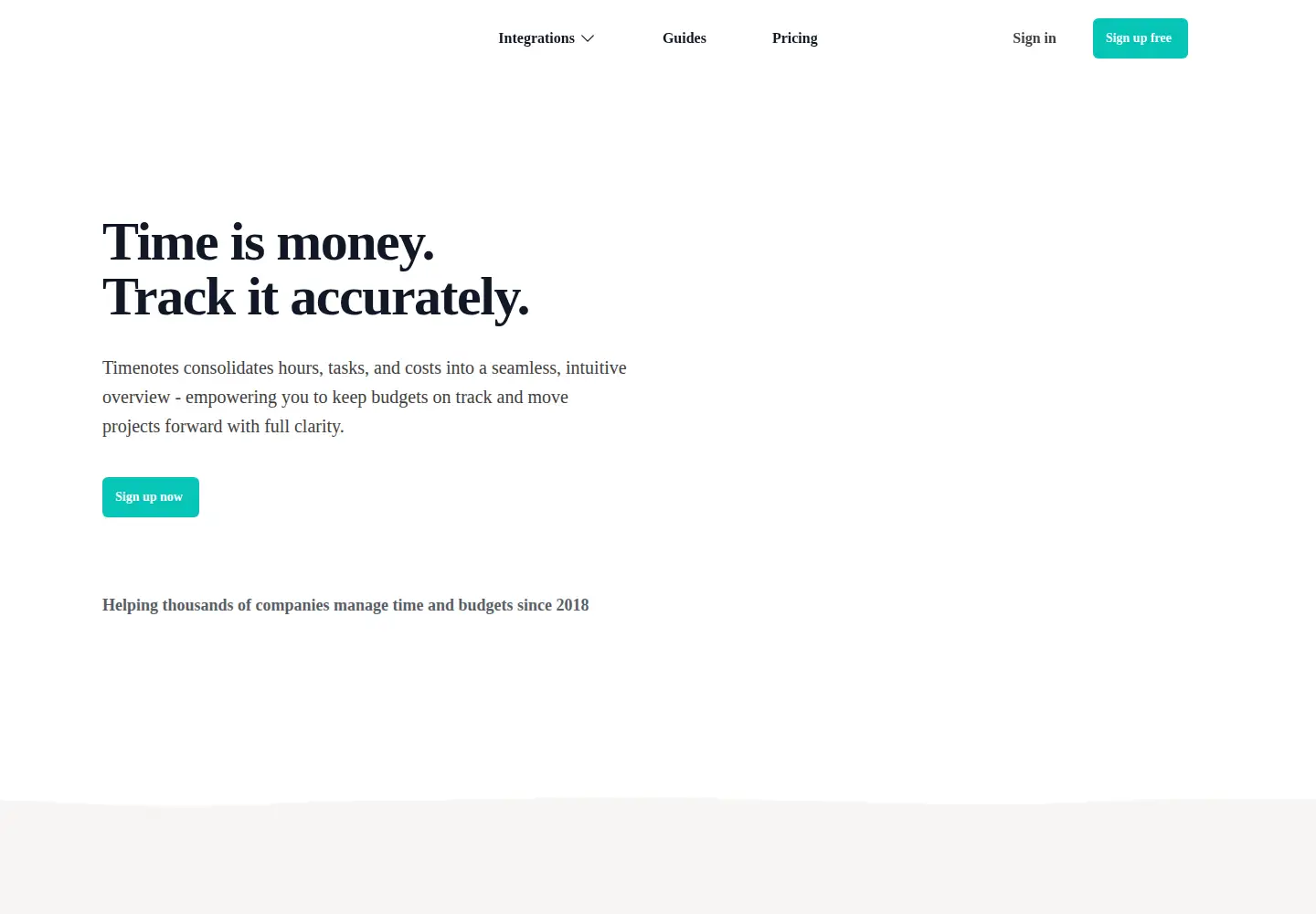 Captured homepage of timenotes.io in the current scan