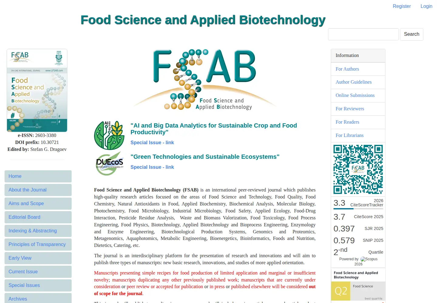 Screenshot of ijfsab.com