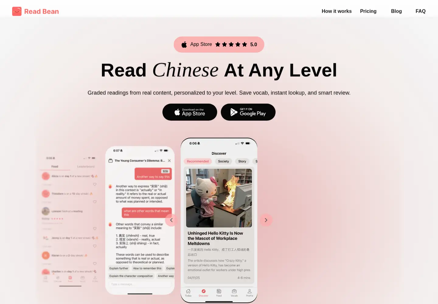 Captured homepage of readbean.app in the current scan