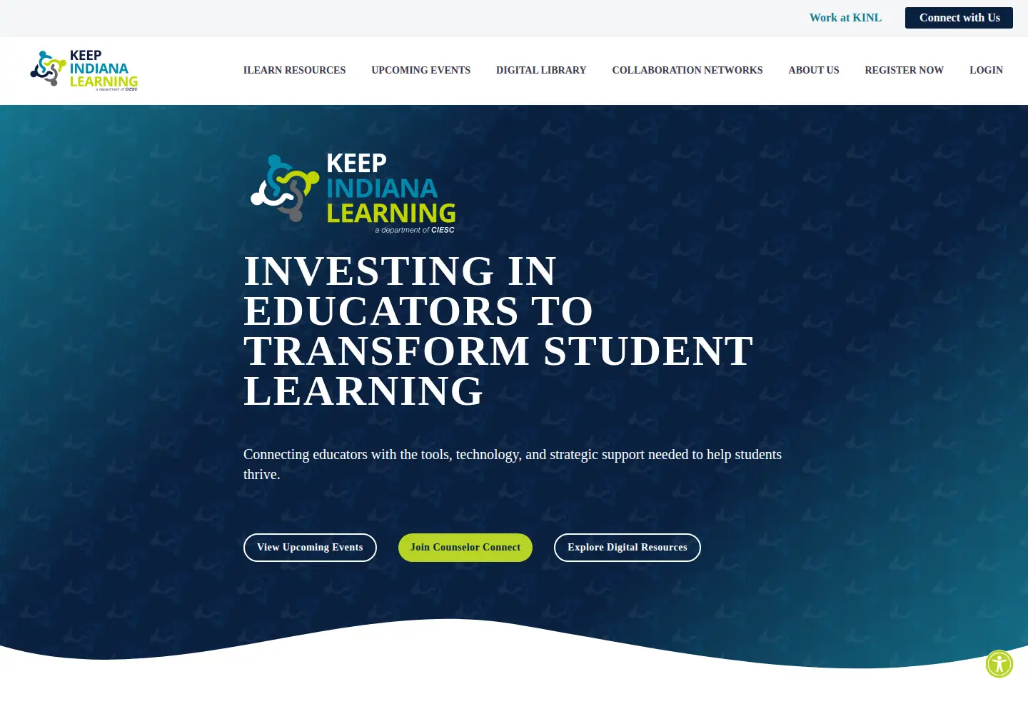 Captured homepage of keepindianalearning.org in the current scan