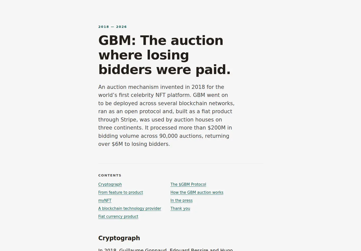 Captured homepage of gbm.auction in the current scan