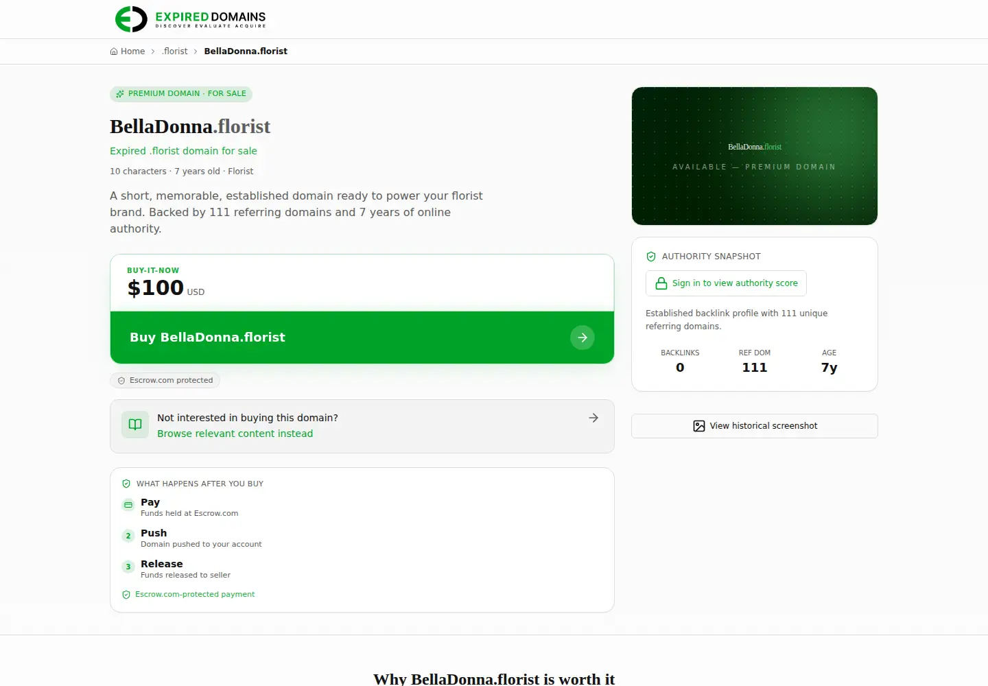 Screenshot of belladonna.florist