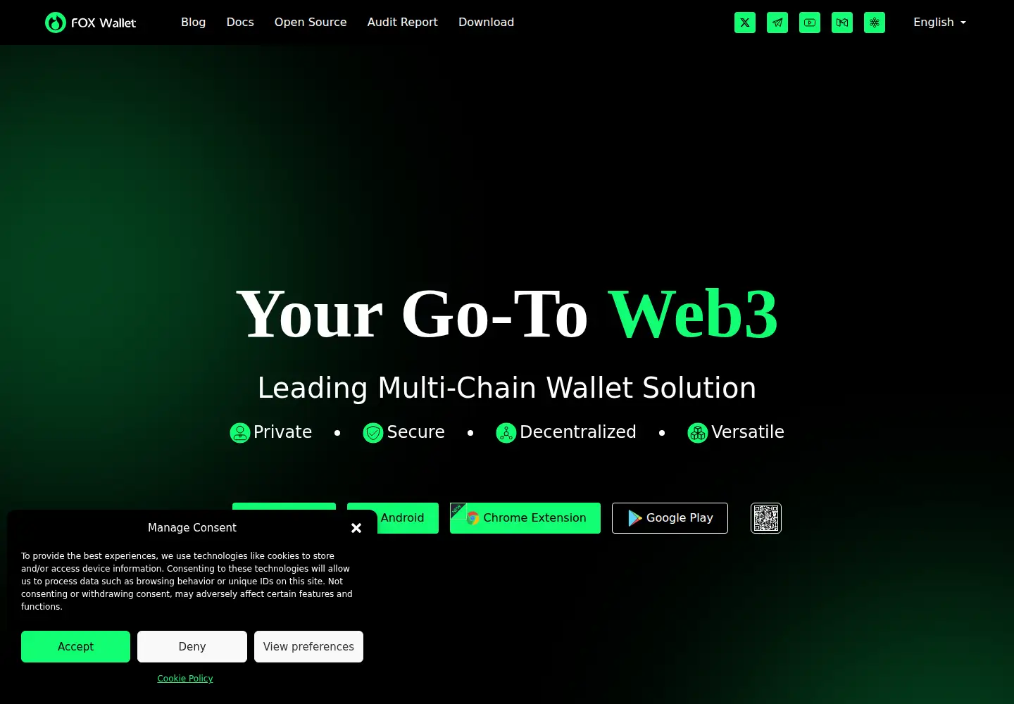 Captured homepage of foxwallet.com in the current scan