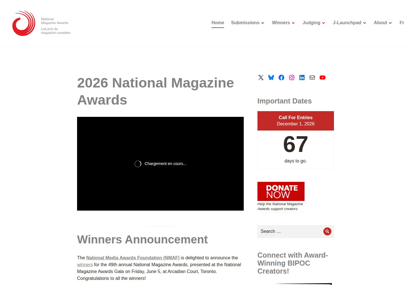 Screenshot of magazine-awards.com
