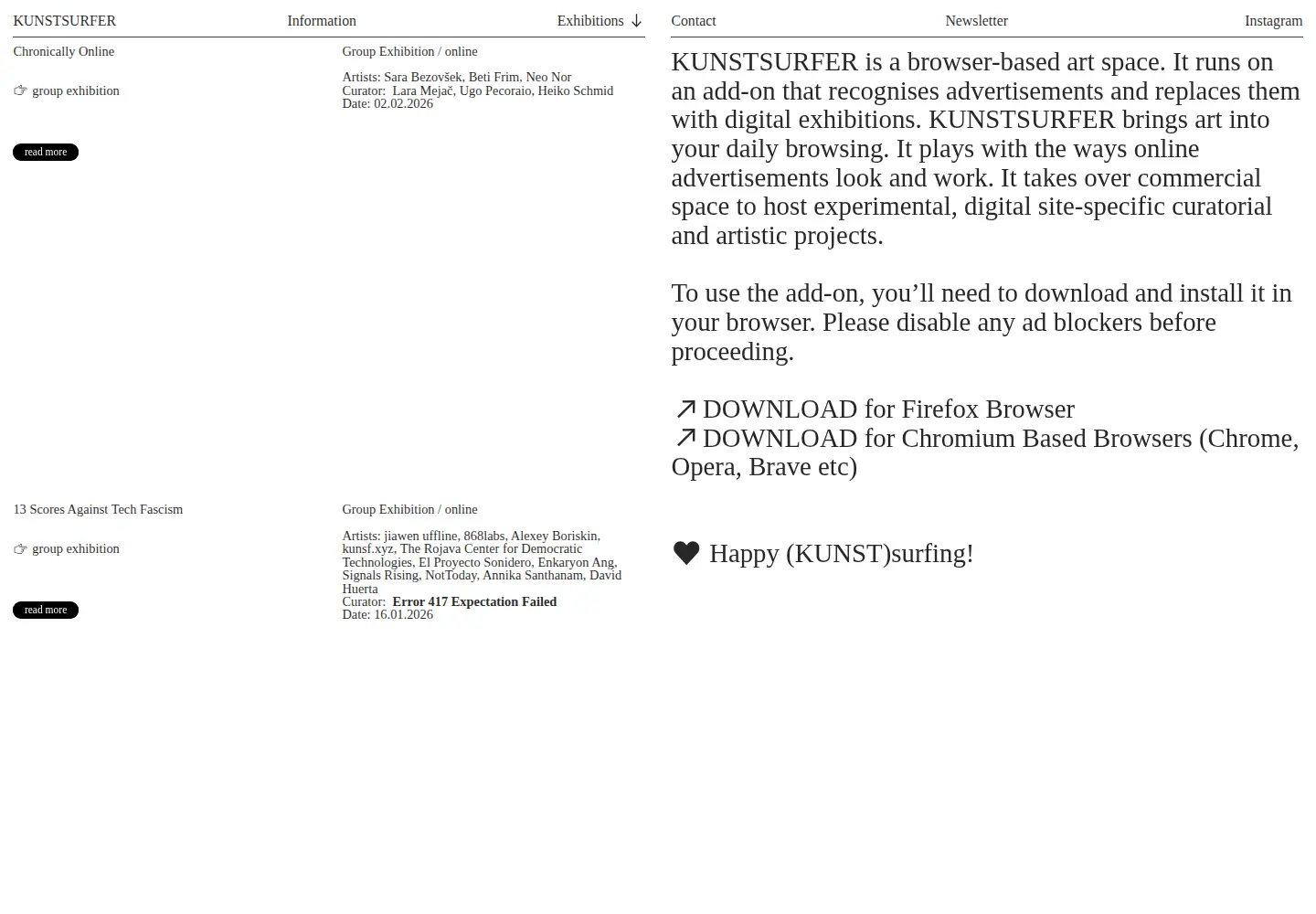 Screenshot of kunstsurfer.org