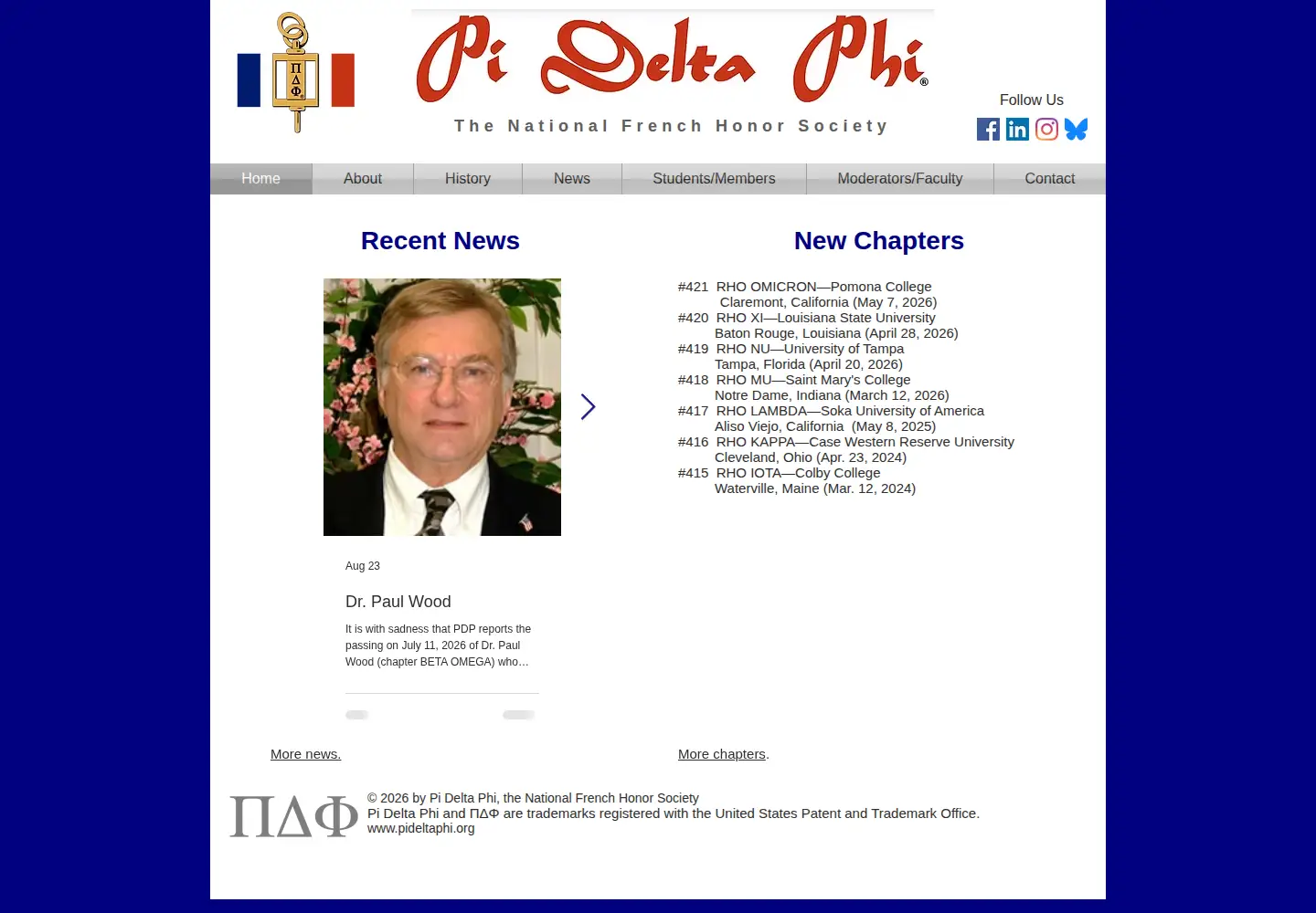 Captured homepage of pideltaphi.org in the current scan
