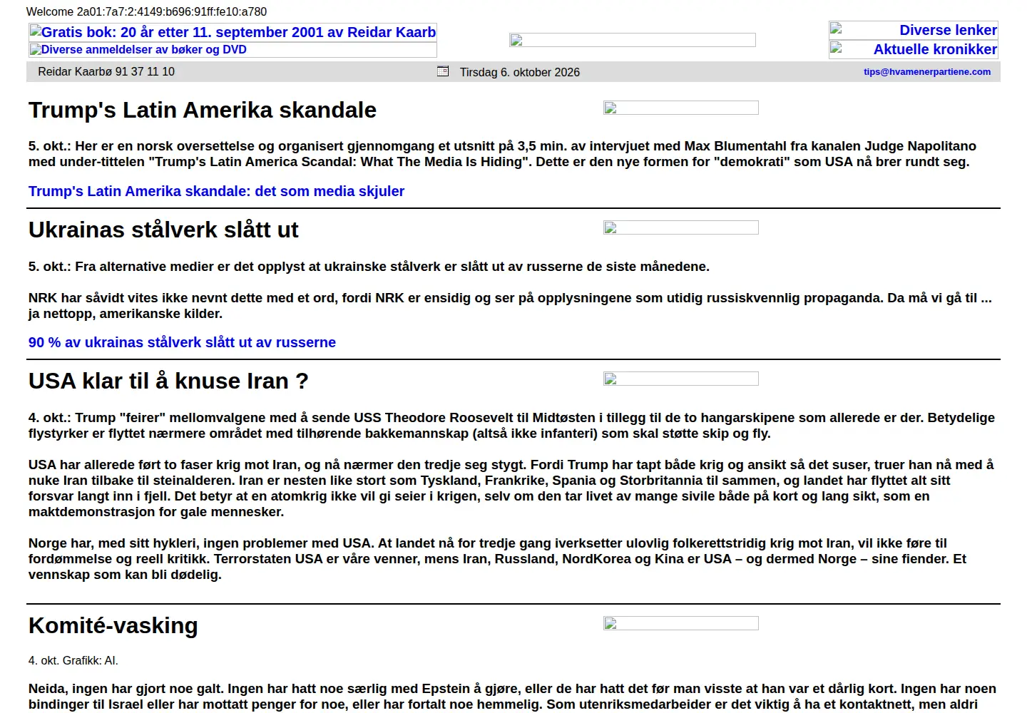 Screenshot of hvamenerpartiene.com