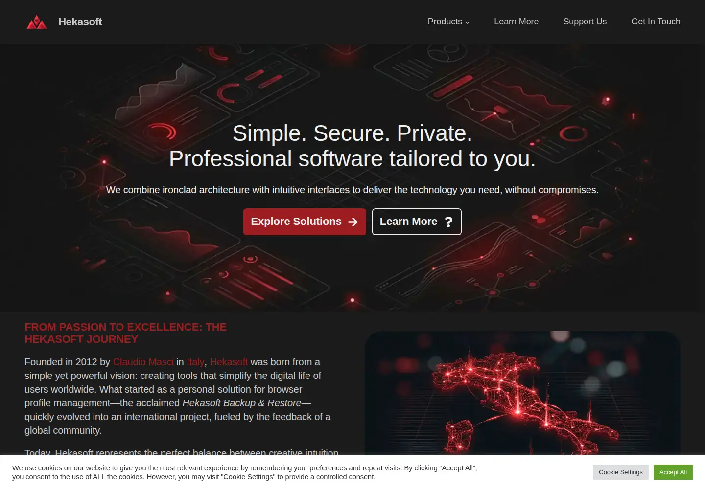 Captured homepage of hekasoft.com in the current scan