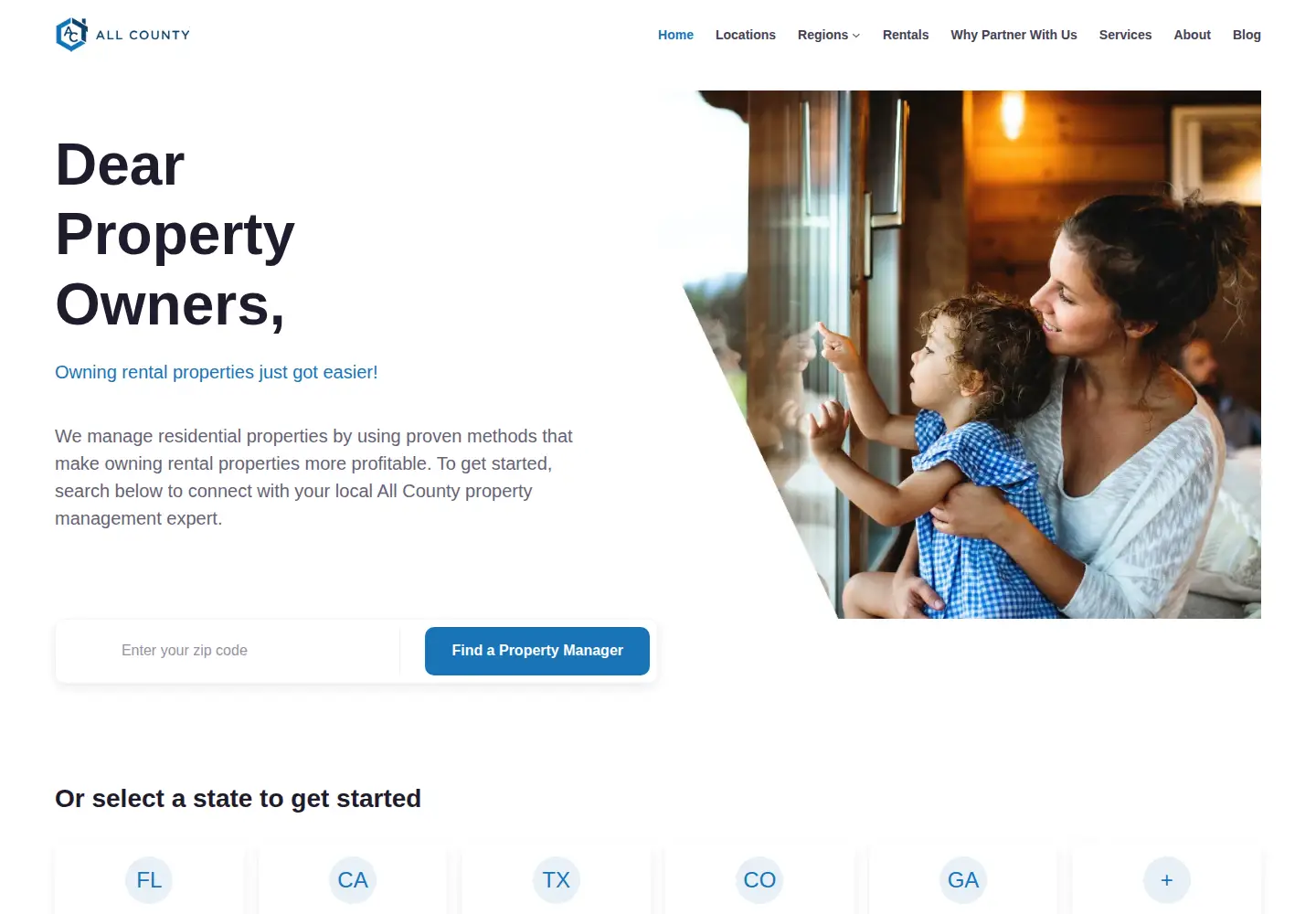 Captured homepage of allcountyprop.com in the current scan
